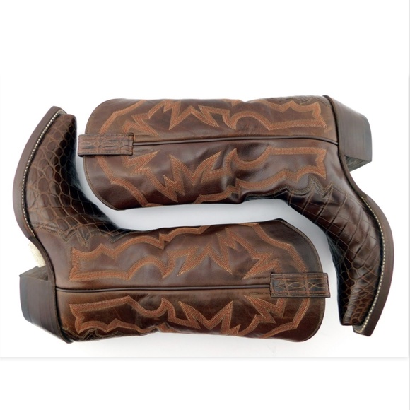 BACK AT THE RANCH Brown Crocodile Cowboy Boots 8.5 - Picture 5 of 8